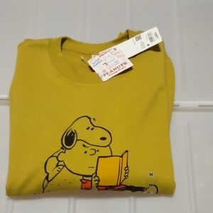 New Unisex Sold Out Uniqlo UT X Peanuts Snoopy Sweatshirt Cartoon Quote Vintage
